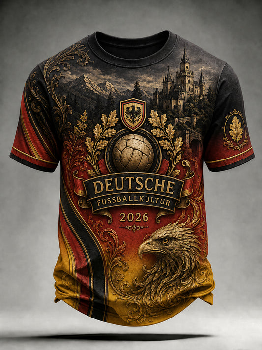 Herren Vintage Deutschland Fußball Fan Bedrucktes T-Shirt