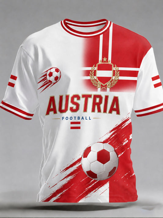 Herren-T-Shirt mit Kunstdruck zum Anfeuern bei einem österreichischen Fußballspiel