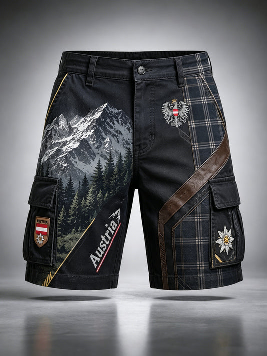Herren-Shorts mit floralem Alpenmuster im österreichischen Stil