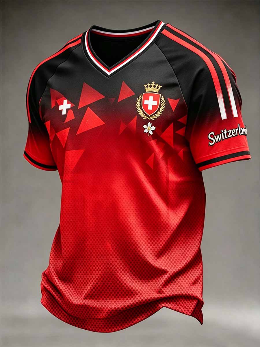 Herren-Fußball-Druck-Lässiges T-Shirt aus der Schweiz