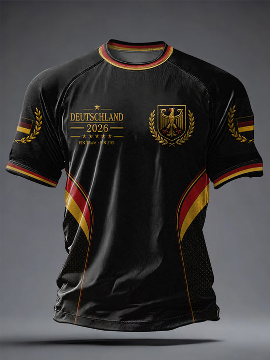 Herren Deutschland Fußball Fan Bedruckt Lässige kurze Ärmel T-Shirt