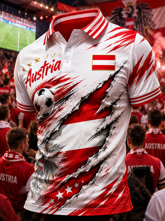 Herren Österreichi scher Fußball Jubelelement Kunstdruck Polos hirt