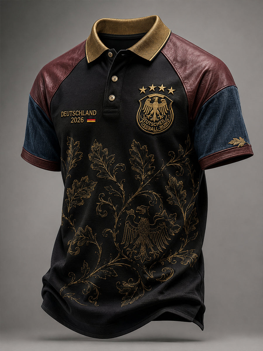 Herren-Fußballkunstdruck-Poloshirt in Deutschland-Optik