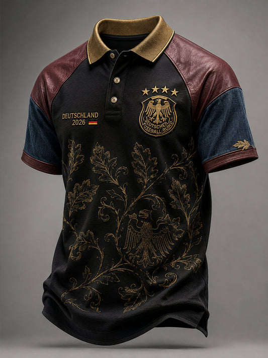 Herren-Fußballkunstdruck-Poloshirt in Deutschland-Optik