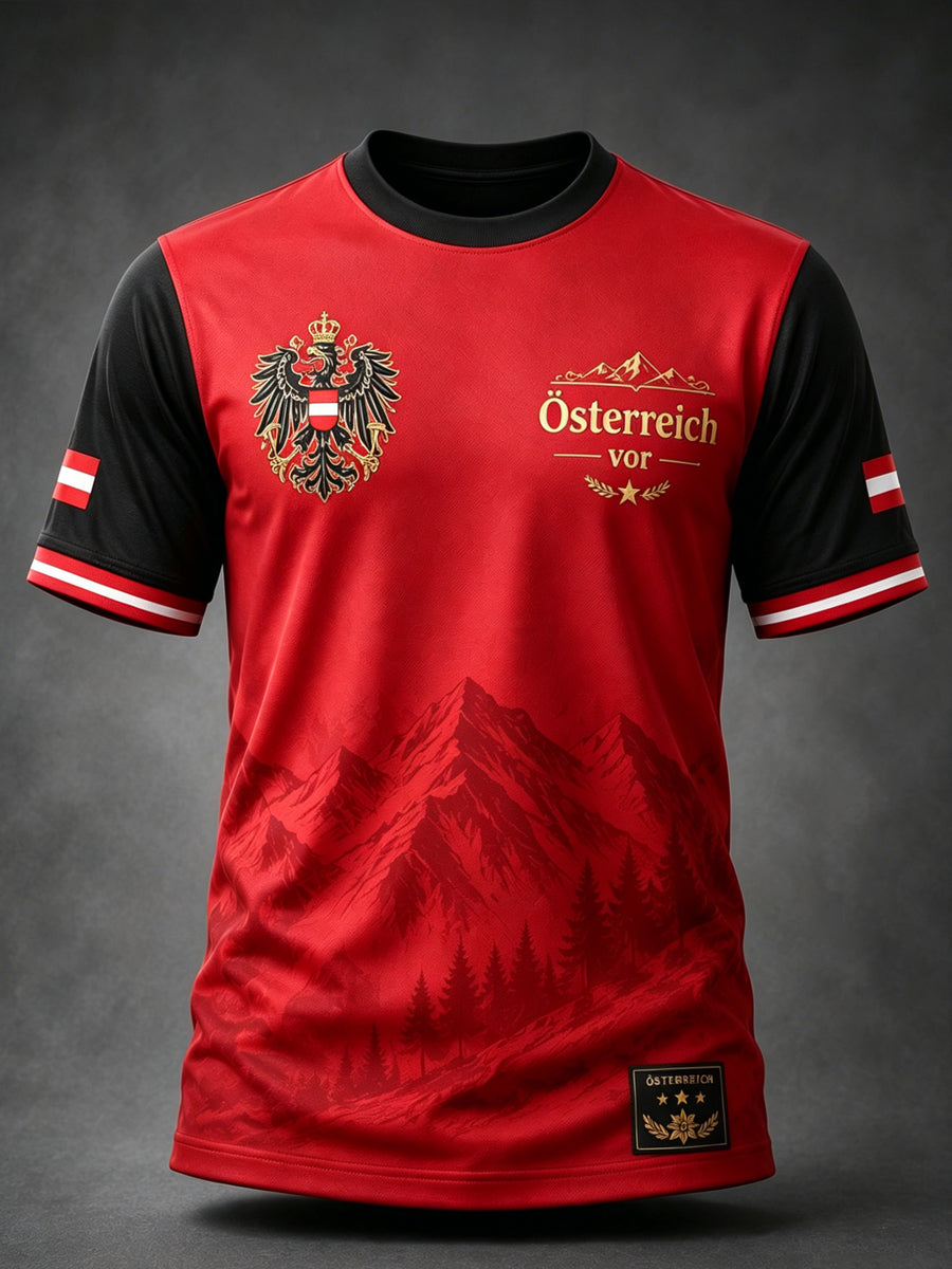 Männer österreich isches Fußballspiel Jubeln Kunstdruck T-Shirt