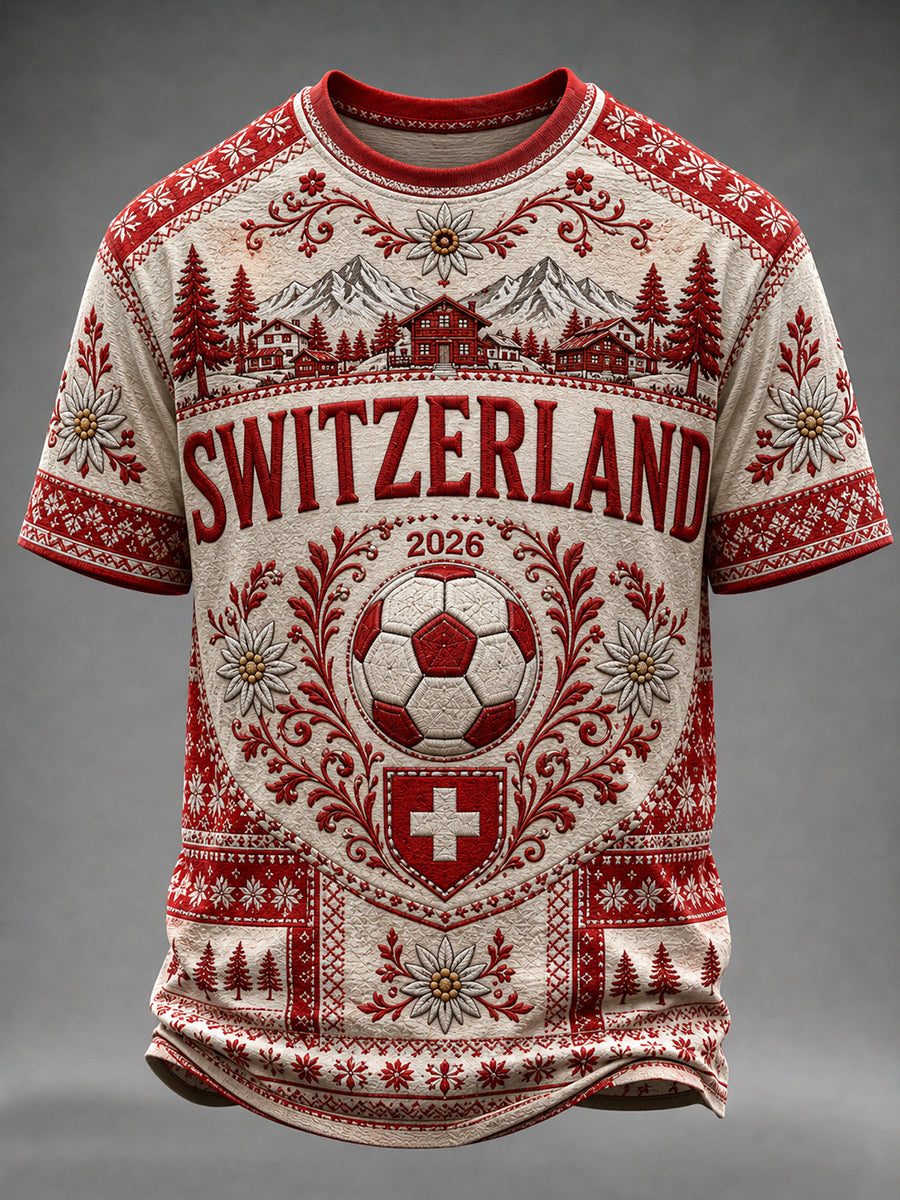 Männer Schweiz Team Fan Print T-Shirt