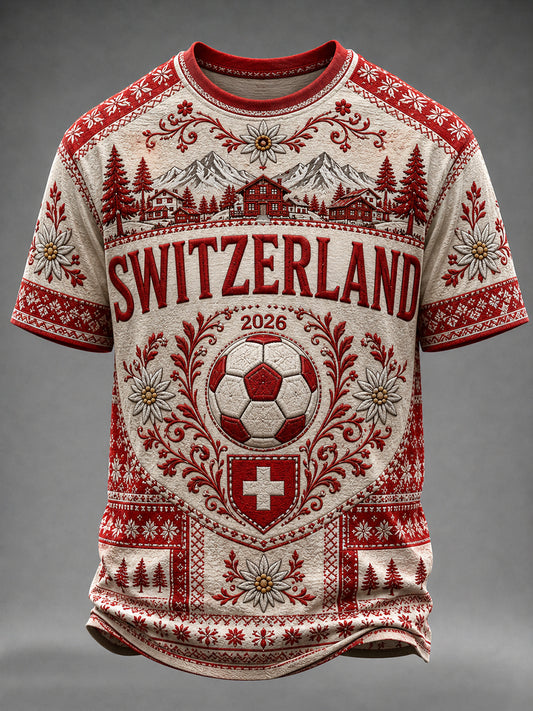 Männer Schweiz Team Fan Print T-Shirt