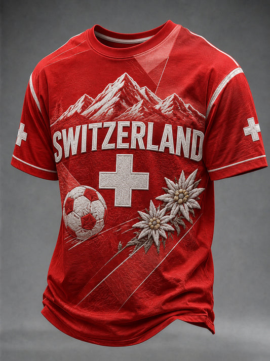 Herren-T-Shirt mit Schweizer Team-Fanprint