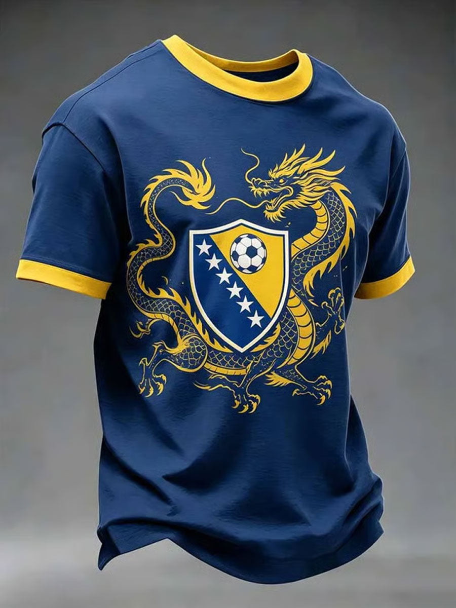 Herren-T-Shirt mit Bosnien-ZMAJEVI-Fußballmotiv und kunstvollem Aufdruck