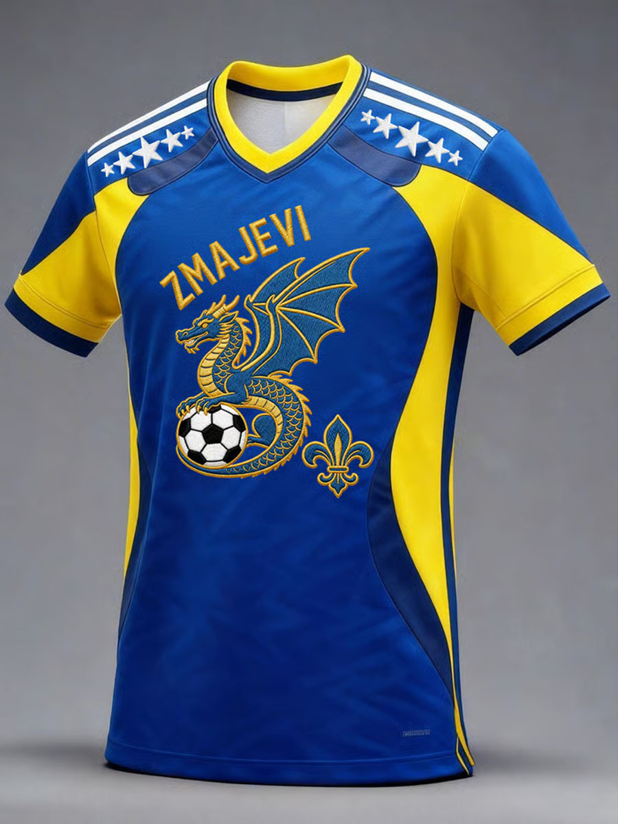 Herren-T-Shirt mit Bosnien-ZMAJEVI-Fußballmotiv und kunstvollem Aufdruck