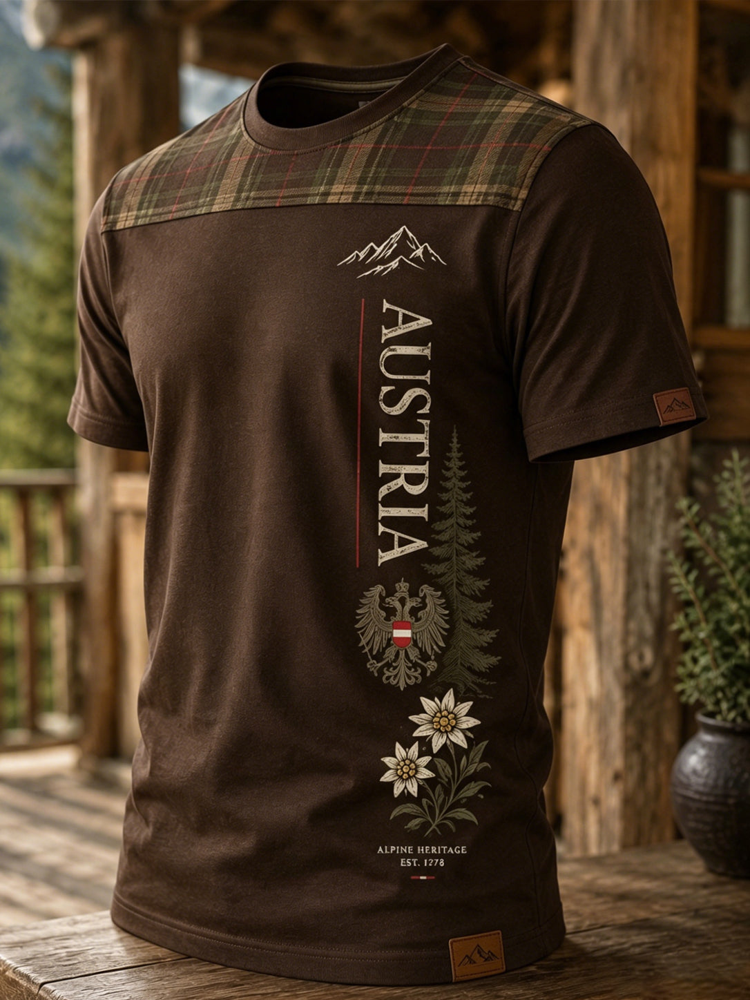 Herren-T-Shirt mit Kunstdruck eines österreichischen Naturlandschaftsmotivs