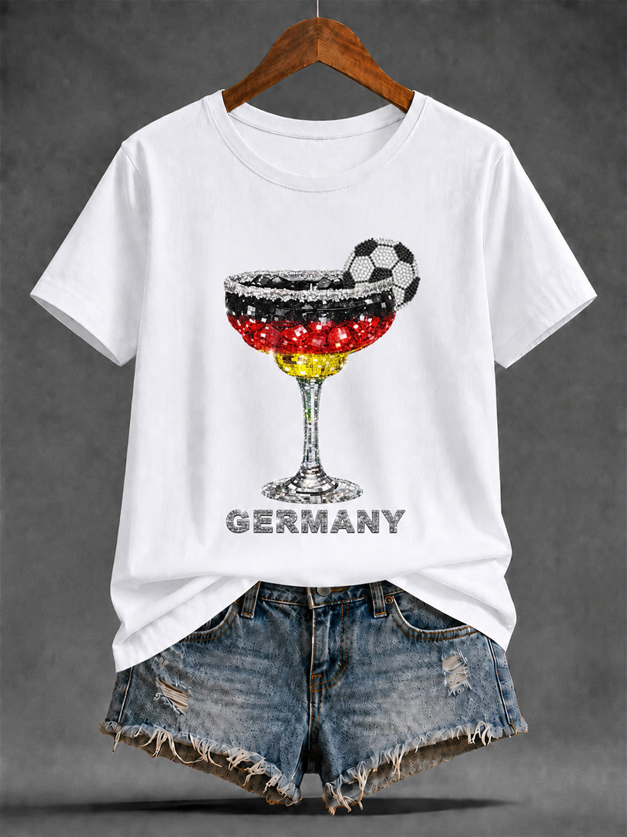 Damen-Freizeit-T-Shirt mit sommerlichem Fußball-Print