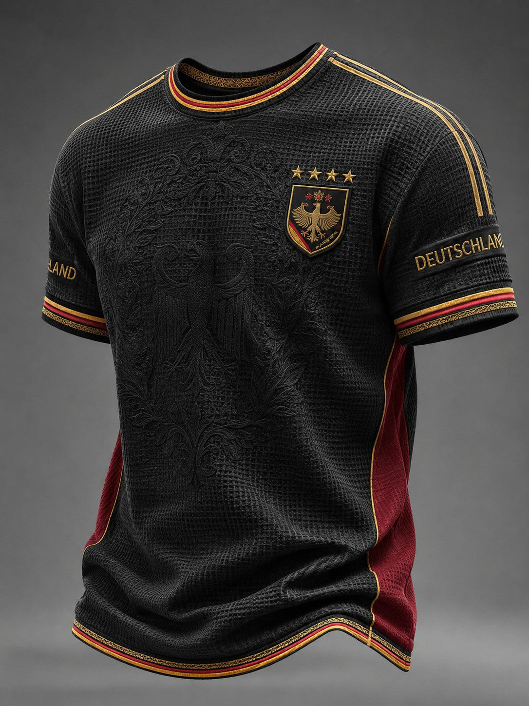 Herren-Fußball-Waffelpiqué-T-Shirt mit Deutschland-Druck