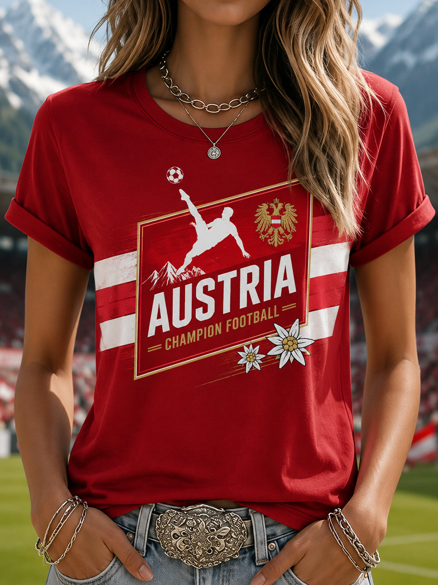 Frauen-Fußballspiel in Österreich – Jubel-Element-Kunstdruck-T-Shirt