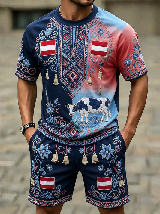 Herren-T-Shirt-Set mit Kunstdruck zum Thema österreichische Naturlandschaft