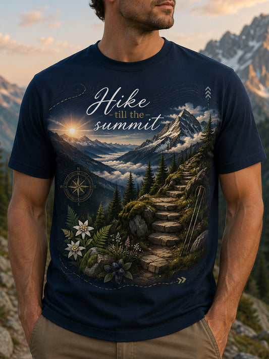Männer österreich isches Outdoor-Wandern Kunstdruck lässig T-Shirt