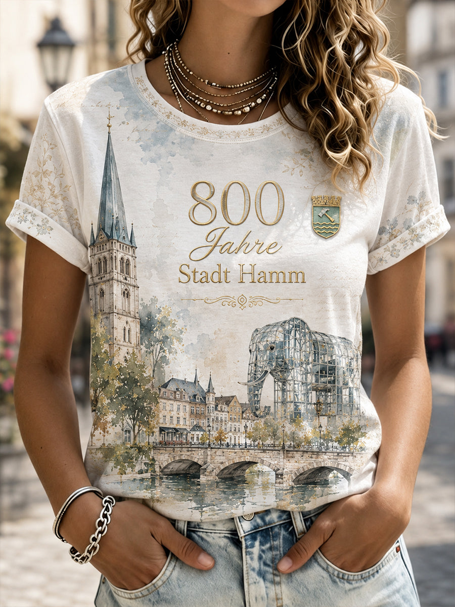 Kurzärmeliges T-Shirt für Frauen mit deutschen Städten