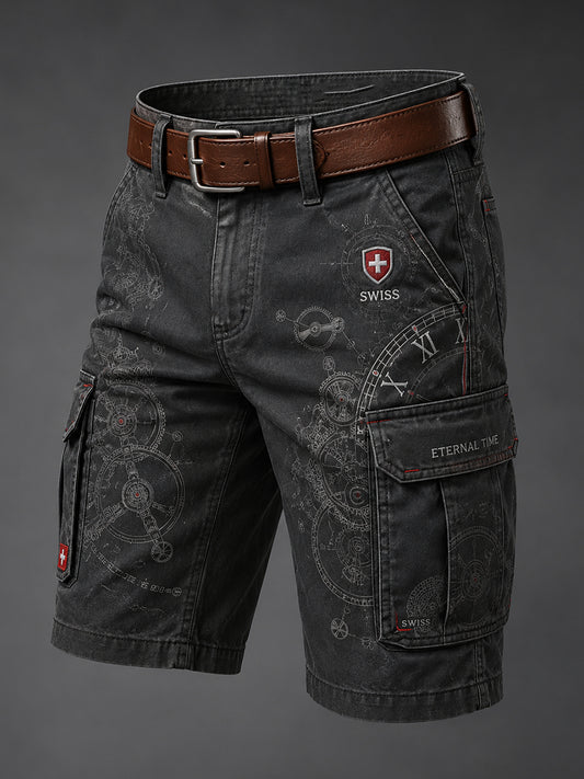 Kurze Herren-Workwear-Shorts mit Uhrendruck