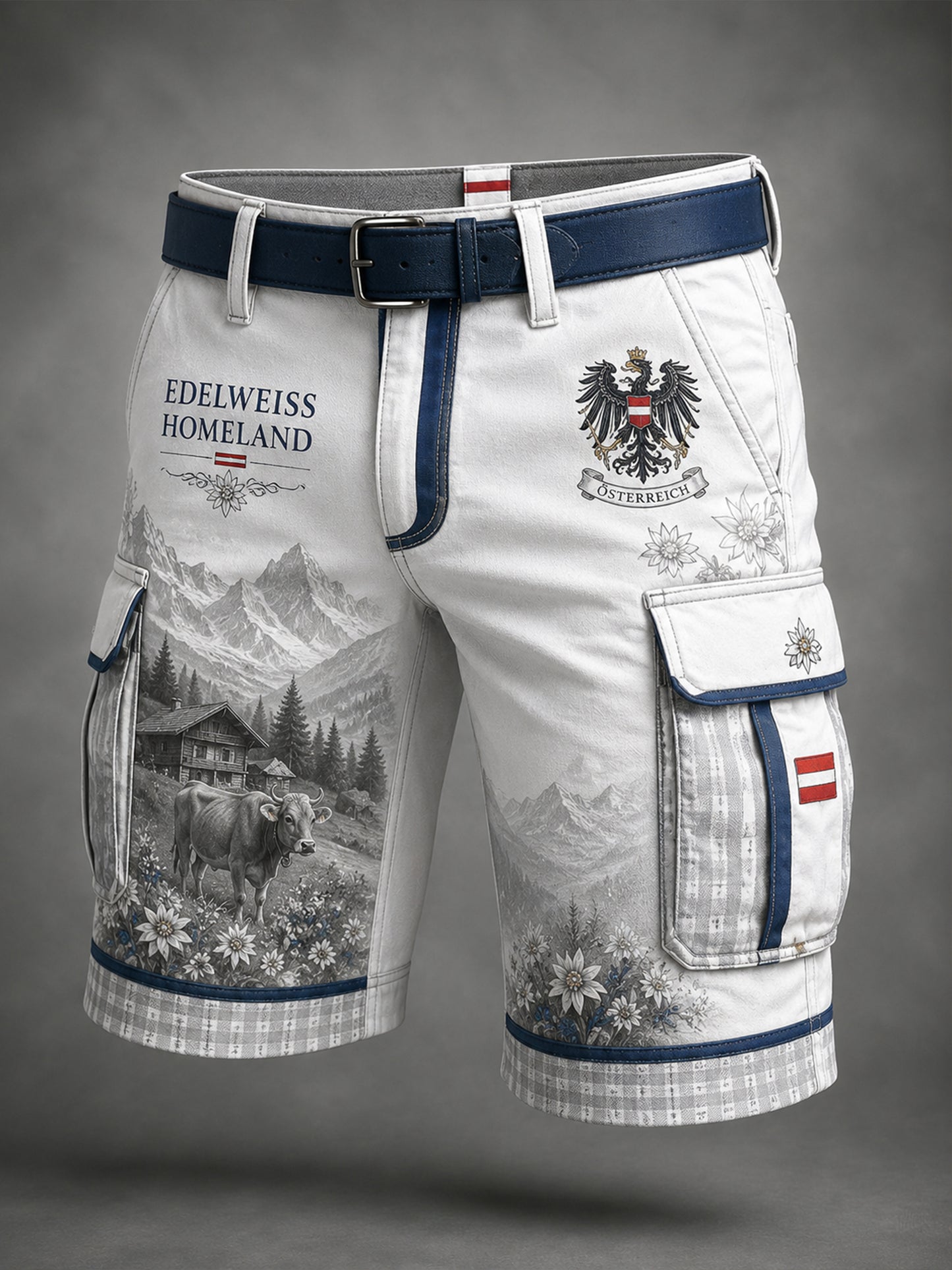 Herren-Shorts mit Kunstdruck im österreichischen Kulturstil