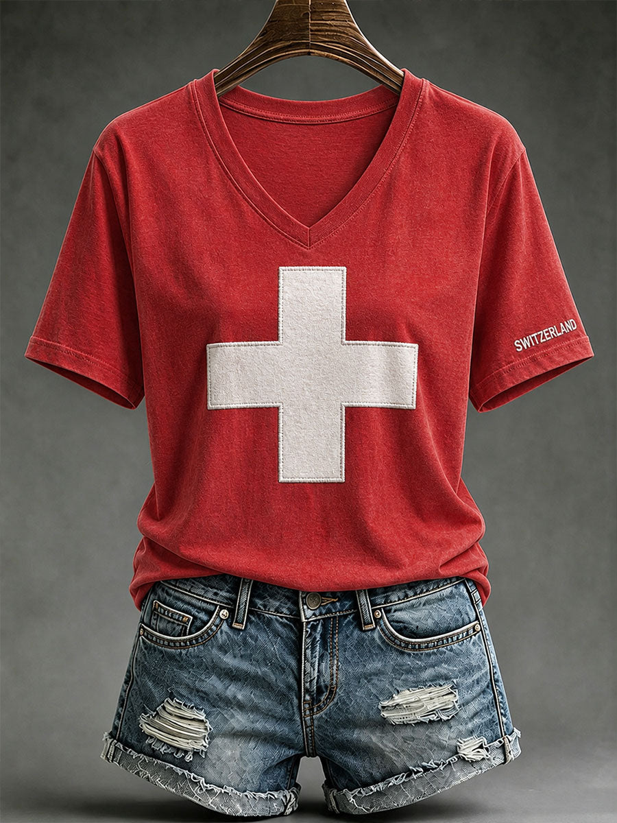 Damen Schweiz Kurzarm T-Shirt