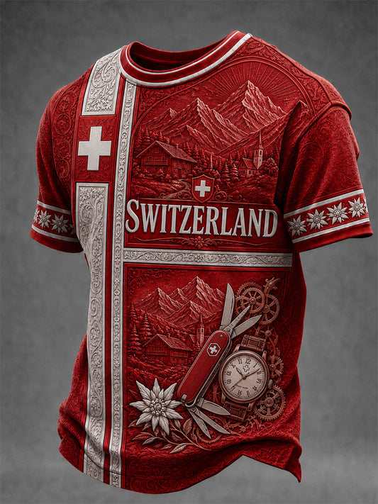 Herren Schweiz T-Shirt mit kurzen Ärmeln