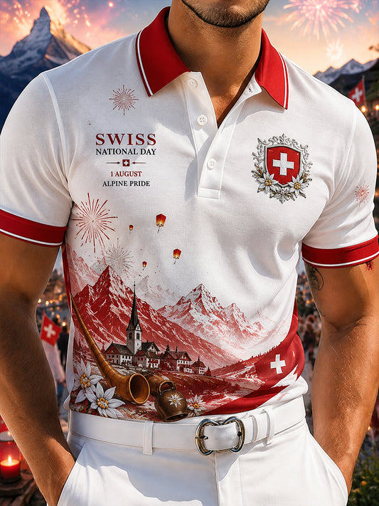 Kurzärmliges Polos hirt zum National feiertag der Männer