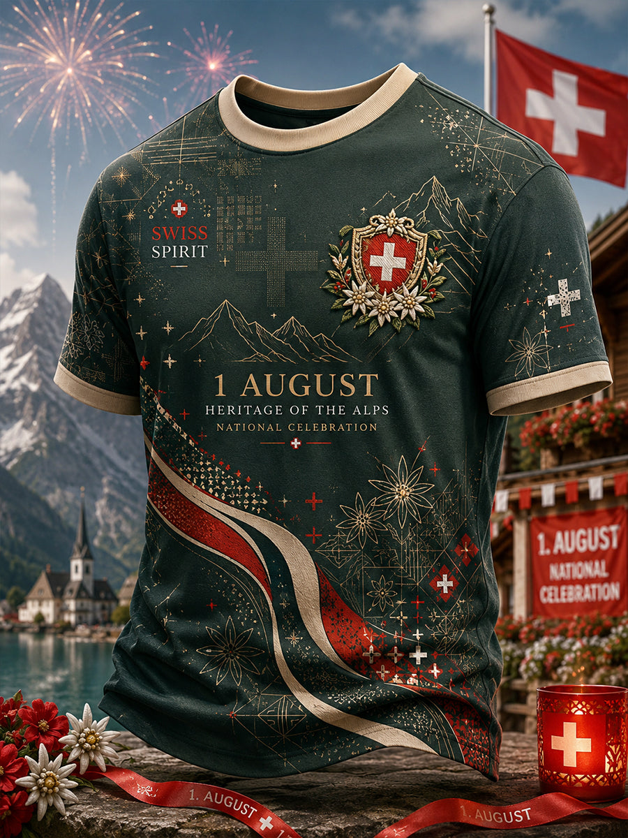 Herren-National feiertag-Grafik-Kurzarm-T-Shirt