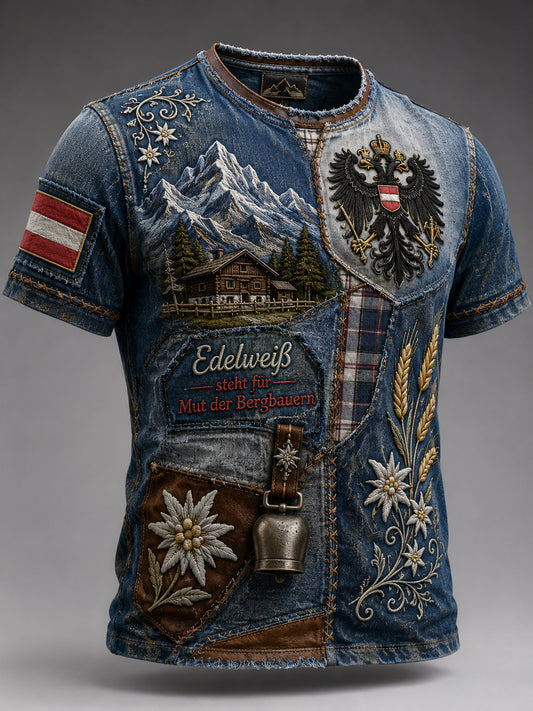 Herren-Kunstdruck im österreich ischen Country-Stil T-Shirt