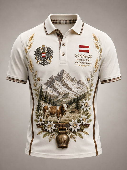 Männer Österreichi scher Country Style Kunstdruck Polo