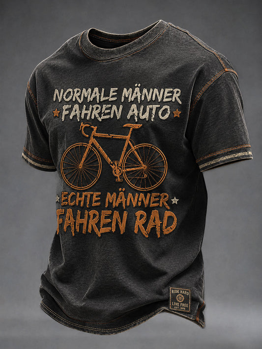 Herren NORMALE MÄNNER FAHREN AUTO ECHTE MÄNNER FAHREN RAD Kurzarm T-Shirt