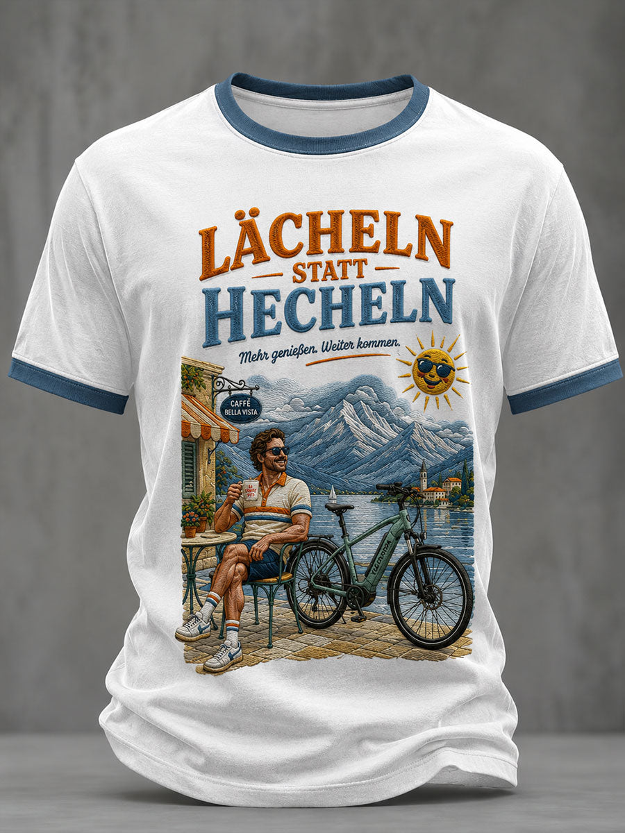 Herren LÄCHELN STATT HECHELN T-Shirt mit kurzen Ärmeln