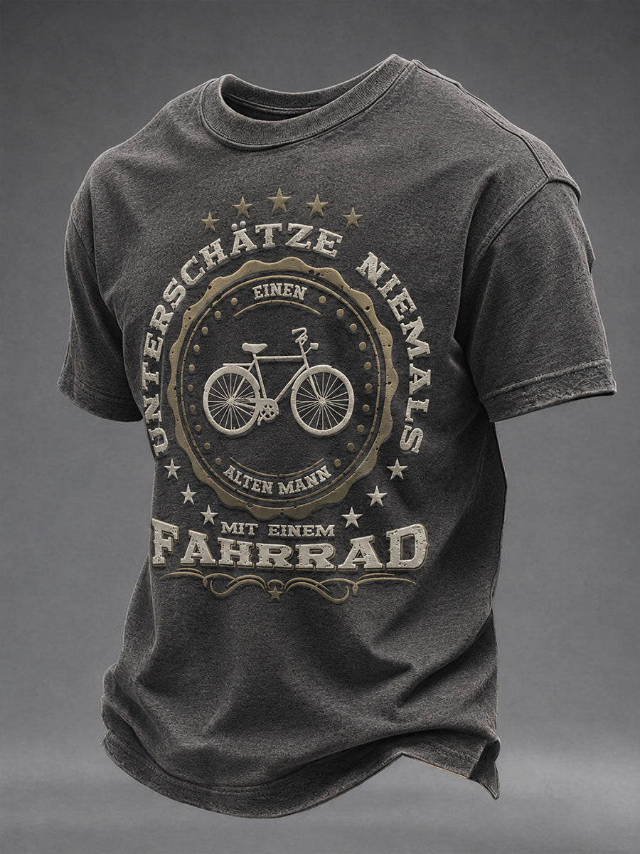 Herren Unter schätze Niemals Einen Alten Mann Mit Einem Fahrrad Kurzarm T-Shirt