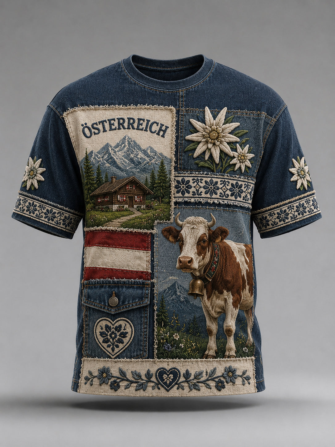 Herren-T-Shirt mit Kunstdruck im österreichischen Landhausstil