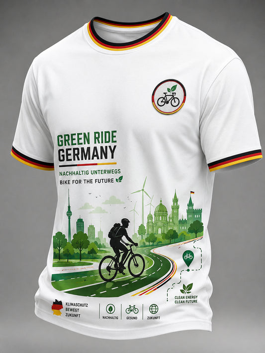 Umwelt freundliches Kurzarm-T-Shirt für Männer mit Radfahren-Themen druck