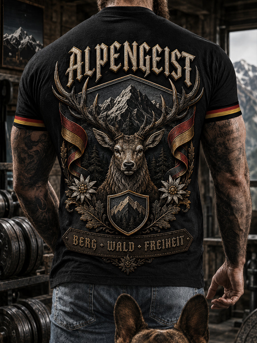 Retro-Deutsches kulturelles und künstlerisches Motiv lässiges T-Shirt