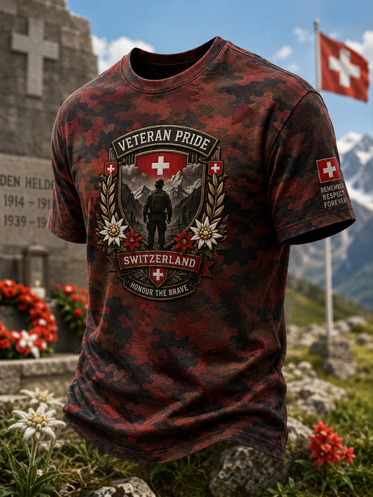 Herren-T-Shirt mit kurzen Ärmeln und Camouflage-Print im Militärstil