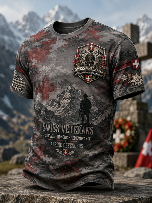 Herren-T-Shirt mit kurzen Ärmeln und Camouflage-Print im Militärstil
