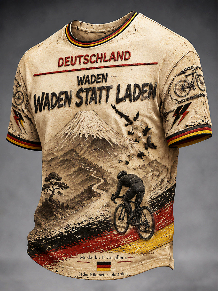 Herren-Retro-Fahrrad-T-Shirt mit deutscher Flagge, lässiger Stil