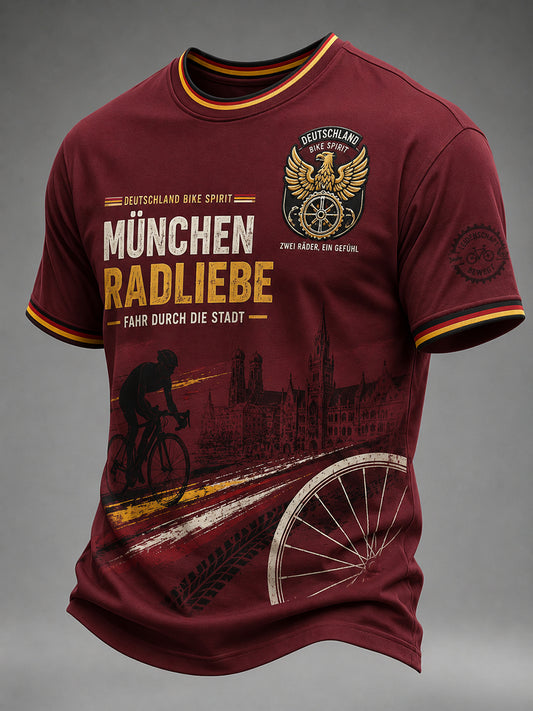 Herren-T-Shirt mit kurzen Ärmeln und Fahrradmotiv-Print
