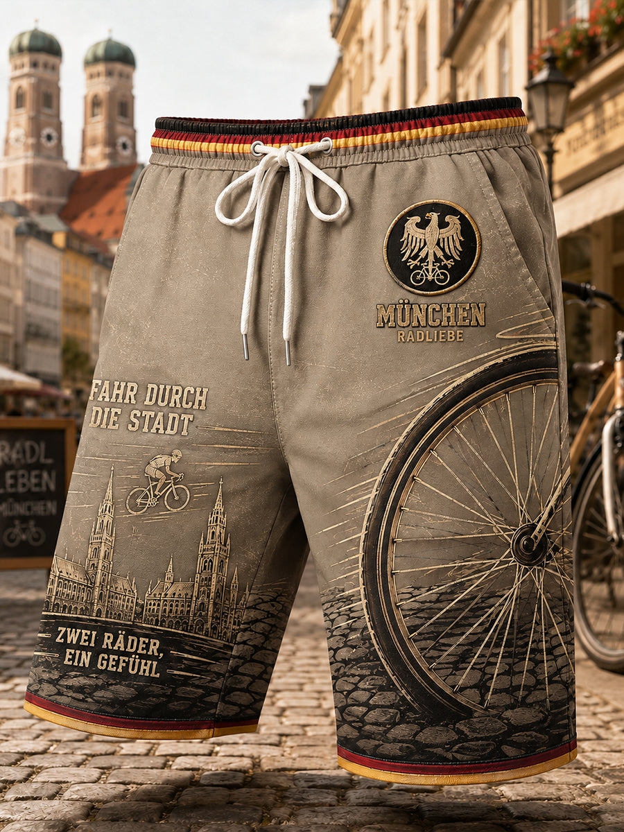 Herren-Shorts mit radfahrinspiriertem Print