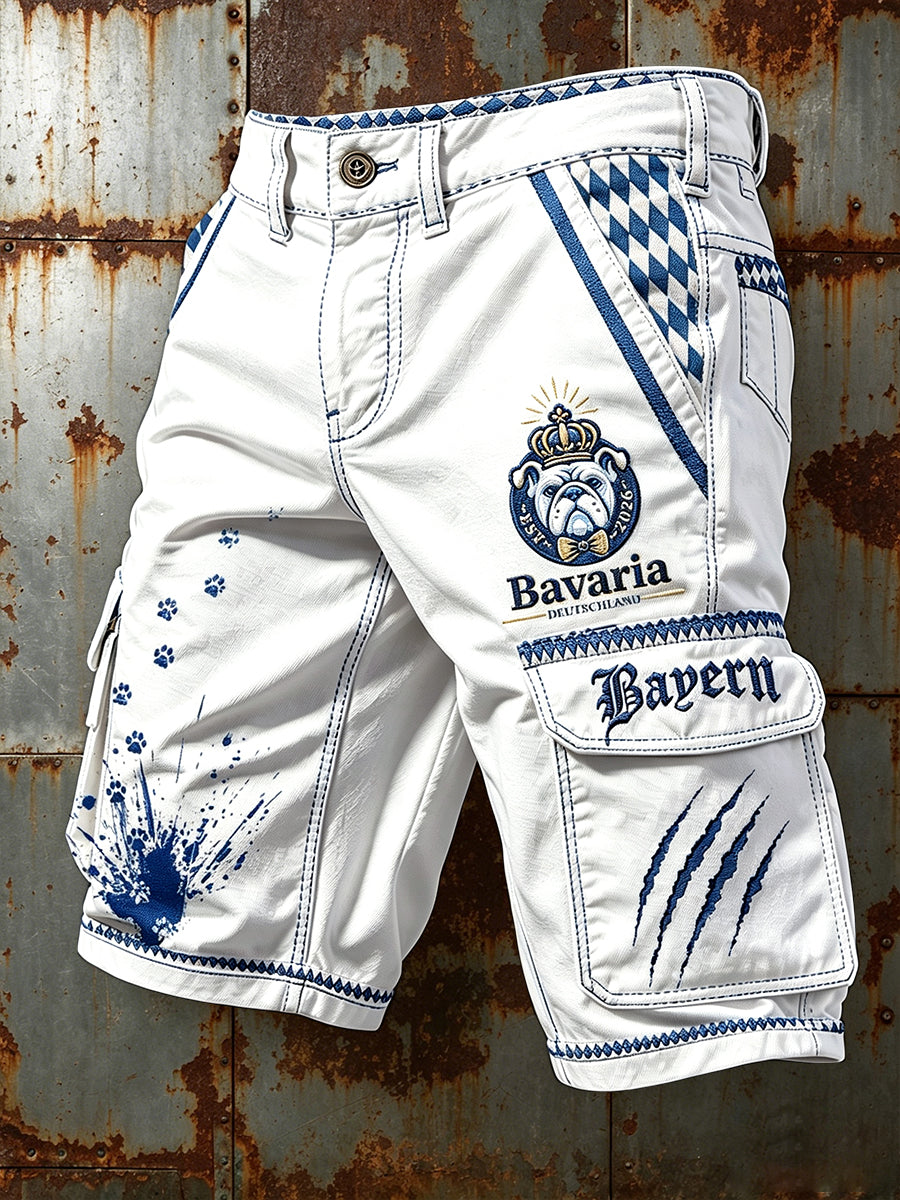 Herren Weiß Deutsch Bayerische Bulldogge Print Freizeit arbeits shorts