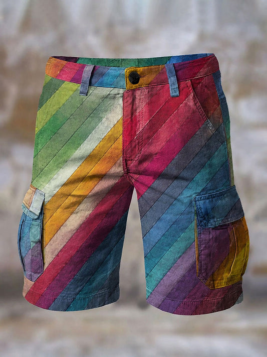 Herren-Shorts im Retro-Stil mit farbenfrohem geometrischem Muster