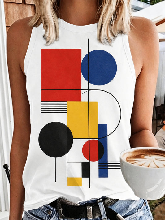 Frauen Bauhaus inspirierte Kunstdruck Weste Top