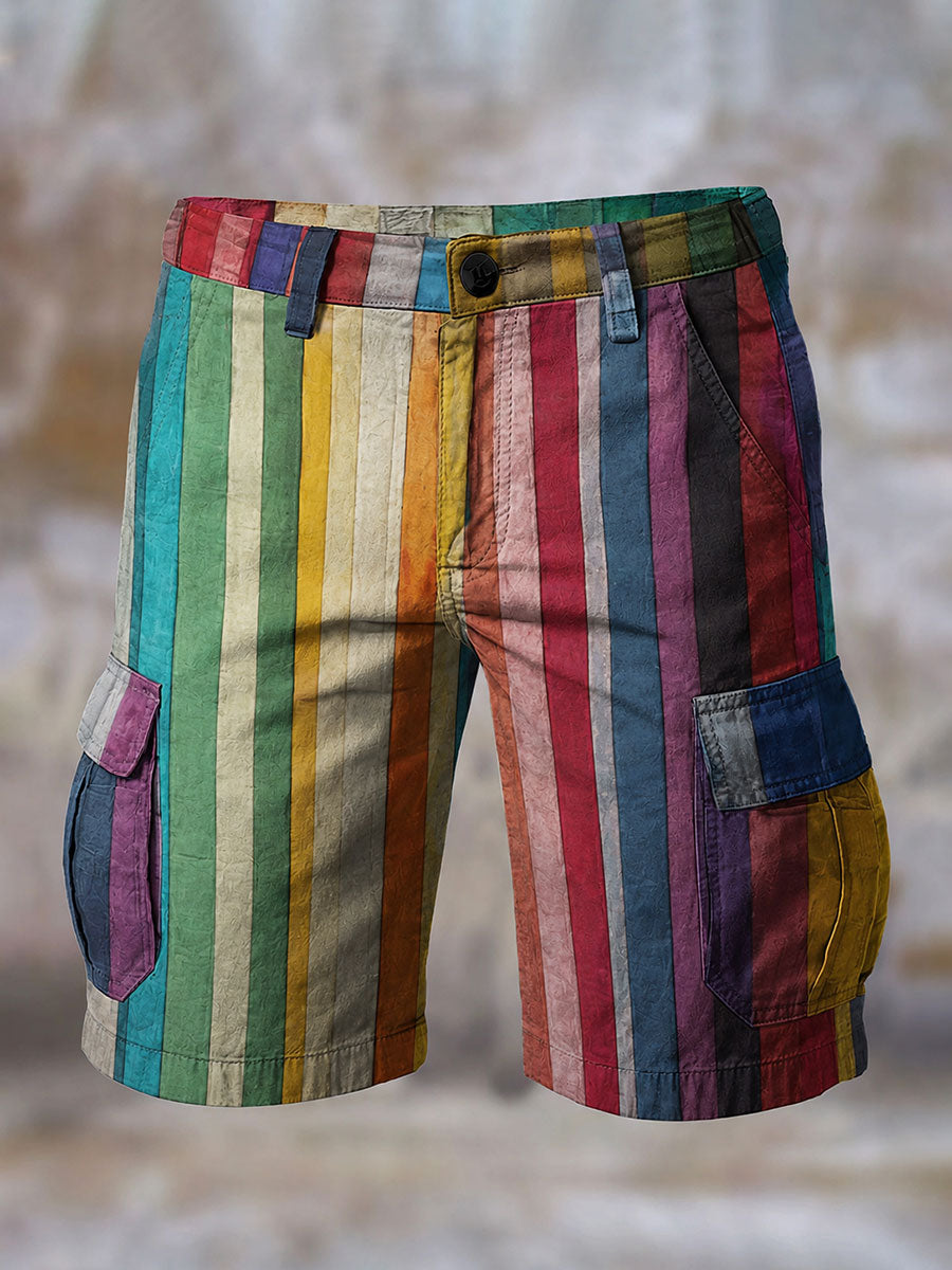 Männer Retro bunt gestreifte Print Shorts