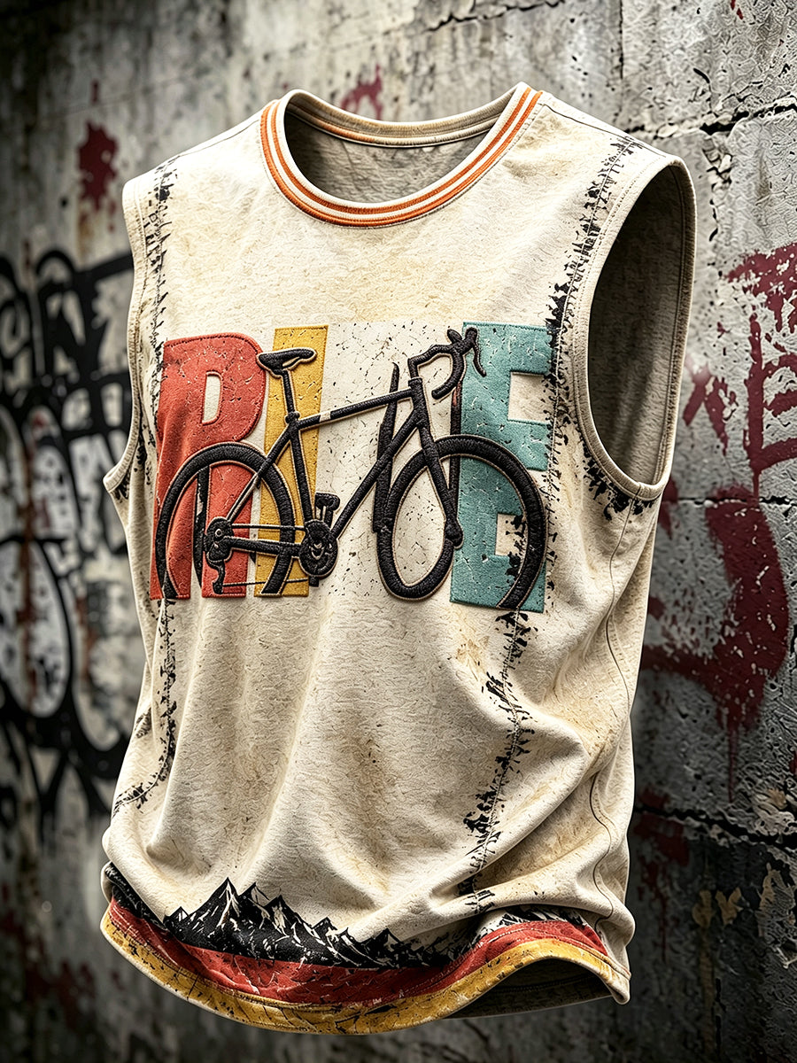 Herren Retro deutsche Radsport-Graffiti-Print Freizeit-Sommer weste