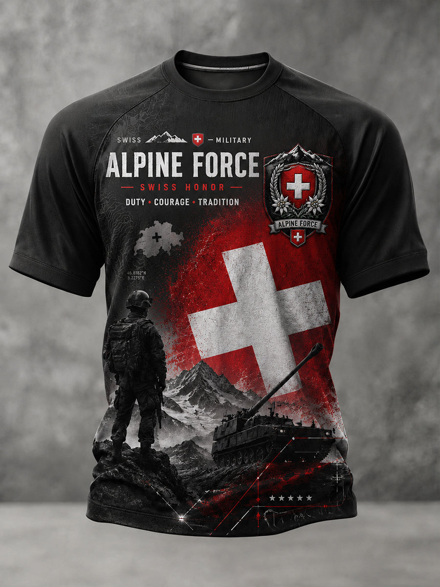 Herren-Poloshirt mit kurzen Ärmeln und Camouflage-Print im Militärstil