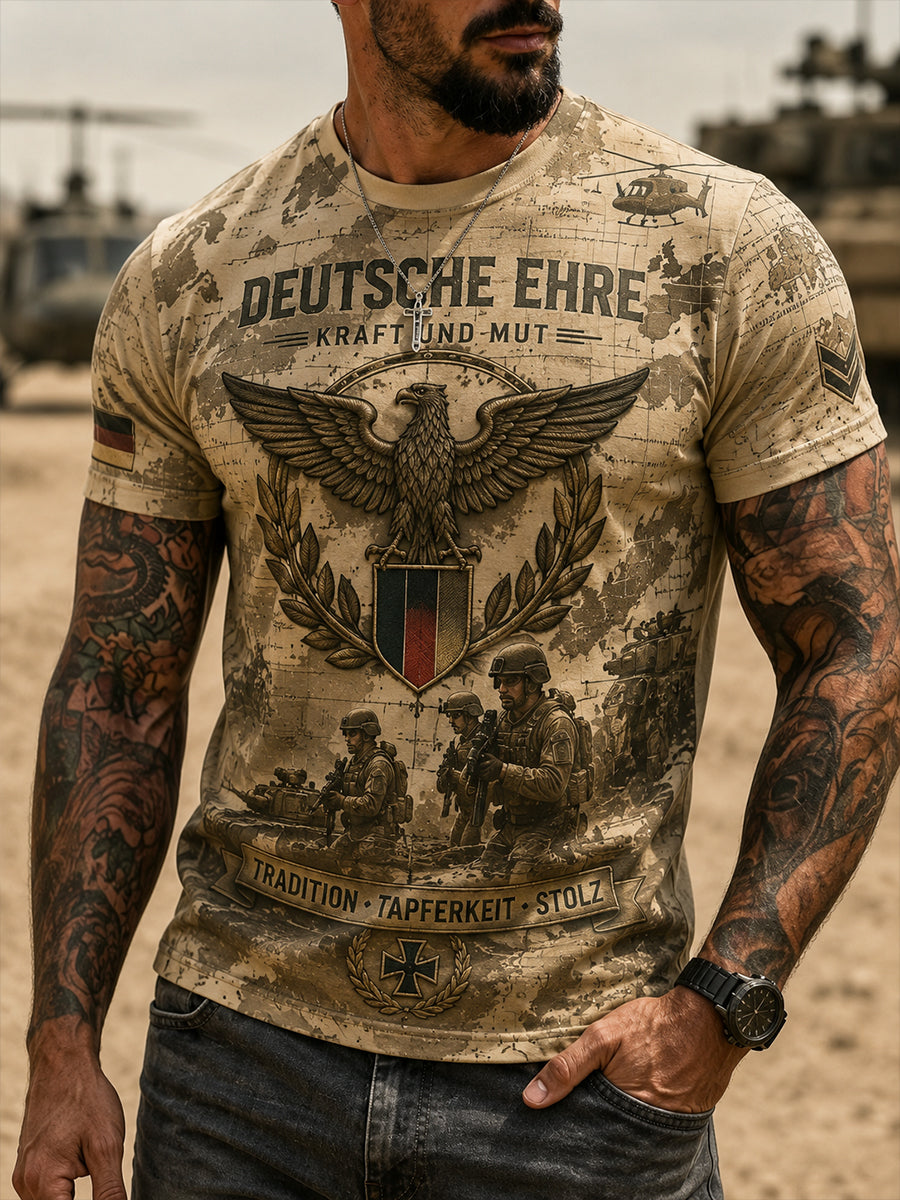 Kurzarm-T-Shirt für Männer mit Vintage-Print im Militärs til