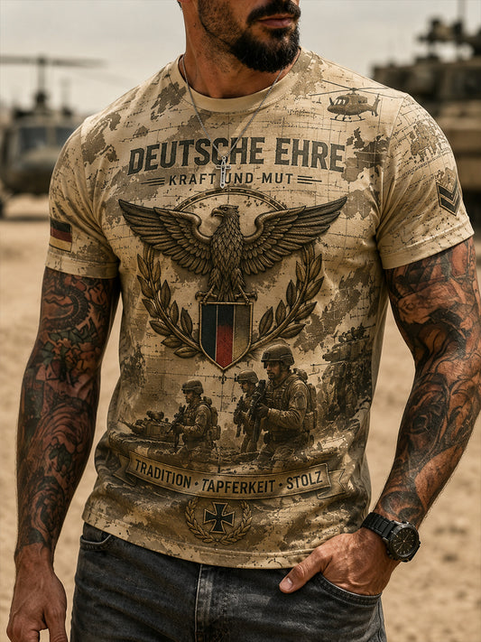 Kurzarm-T-Shirt für Männer mit Vintage-Print im Militärs til