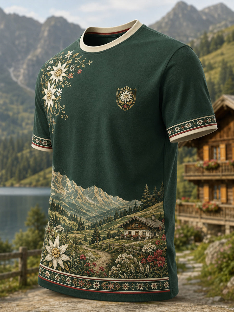 Herren-T-Shirt mit Kunstdruck im österreichischen Landhausstil