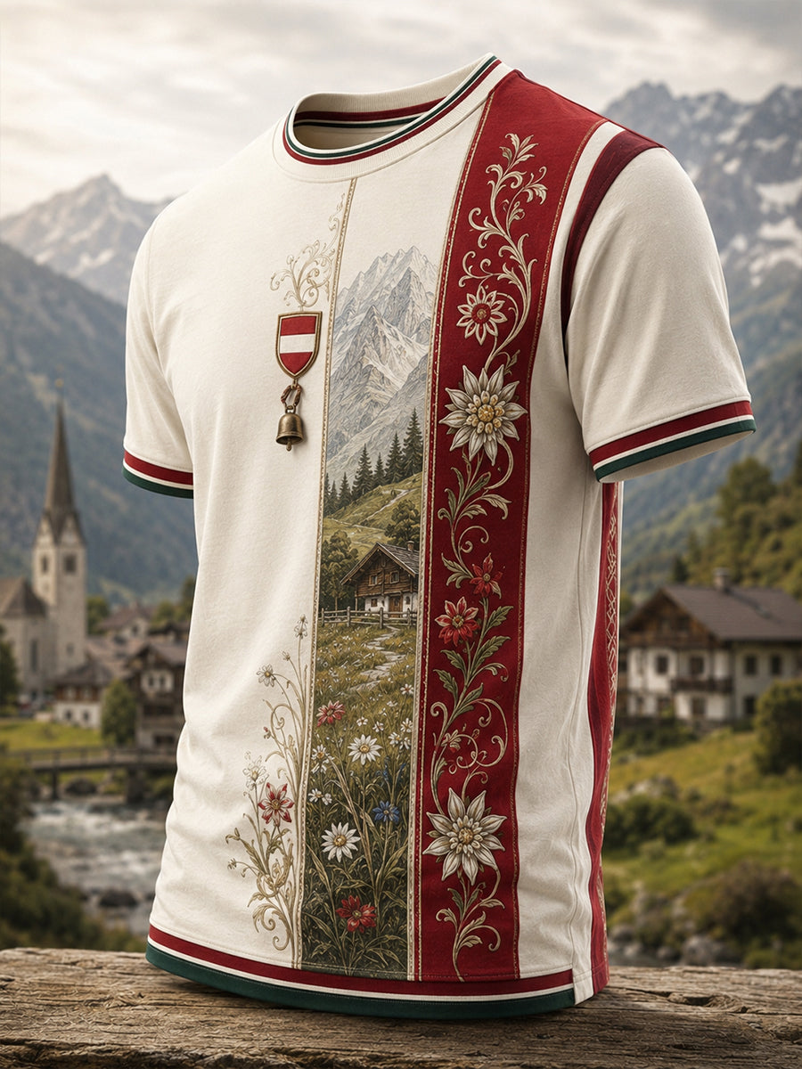 Herren-T-Shirt mit Kunstdruck im österreichischen Landhausstil